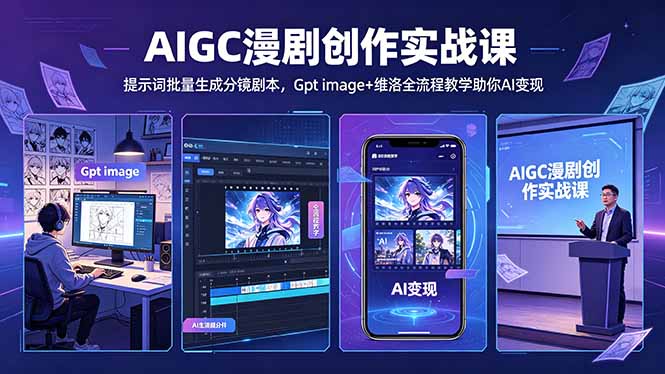 <span style='color:#001aff'>AIGC漫剧创作实战课,提示词批量生成分镜剧本,Gpt image+维洛全流程教学助你AI变现</span>