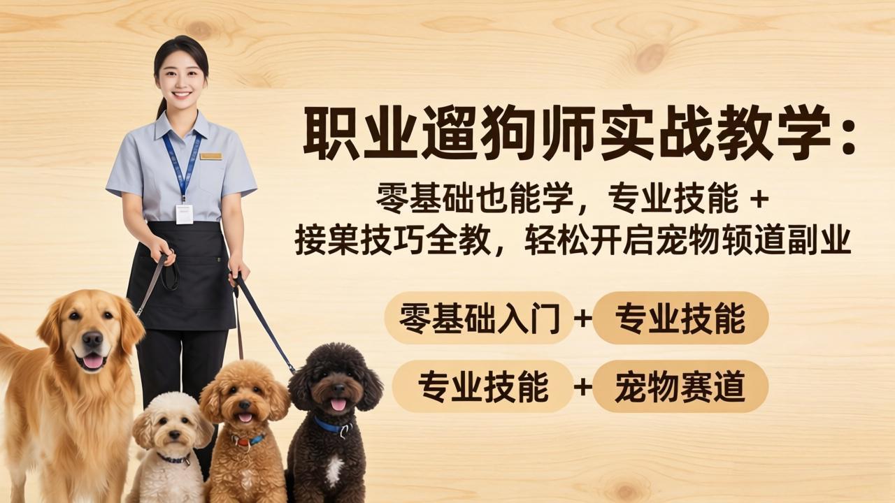 <span style='color:#001aff'>职业遛狗师实战教学:零基础也能学,专业技能 + 接单技巧全教,轻松开启宠物赛道副业</span>