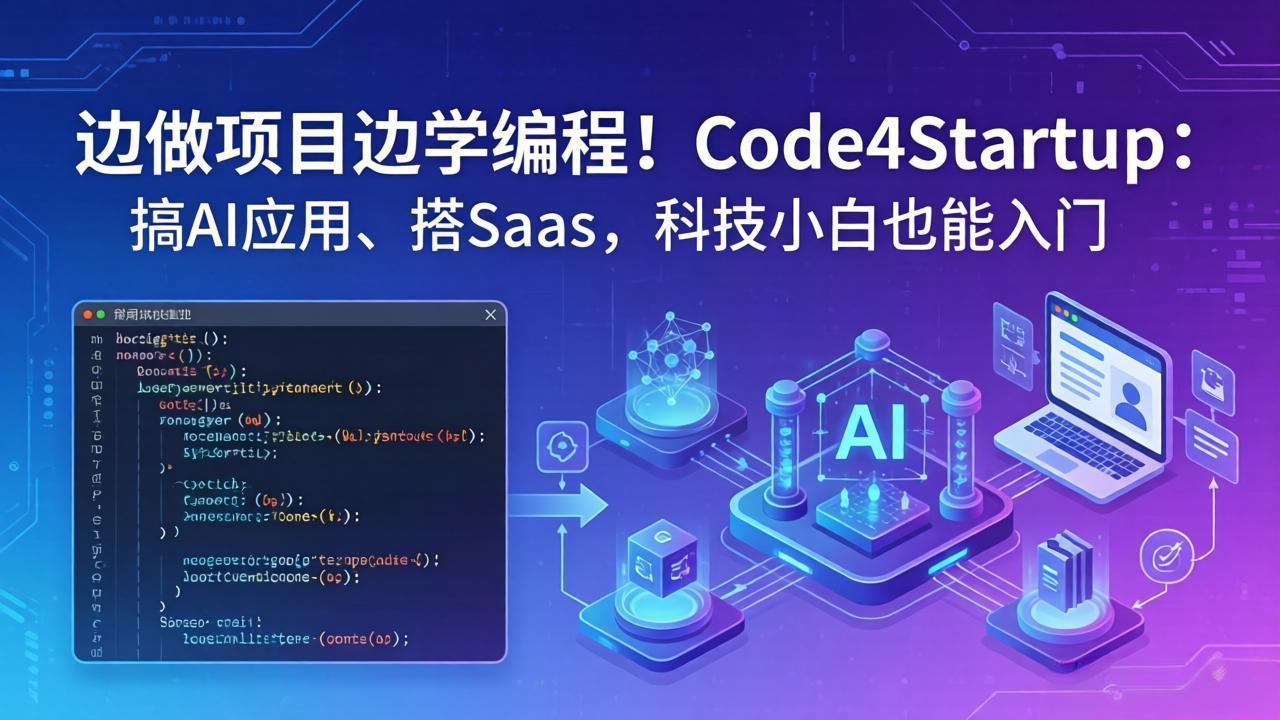 <span style='color:#078a00'>边做项目边学编程!Code4Startup:搞 AI 应用、搭 SaaS,科技小白也能入门</span>