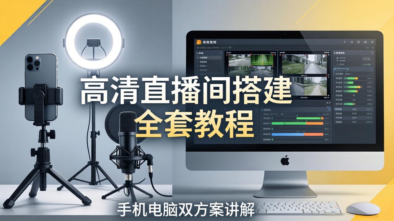 <span style='color:#a100e0'>高清直播间搭建全套教程,手机电脑双方案讲解,设备选型调试多机位实操教学</span>