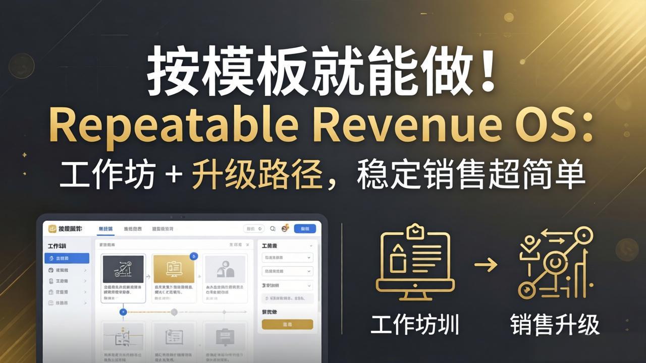 <span style='color:#a100e0'>按模板就能做!Repeatable Revenue OS:工作坊 + 升级路径,稳定销售超简单</span>