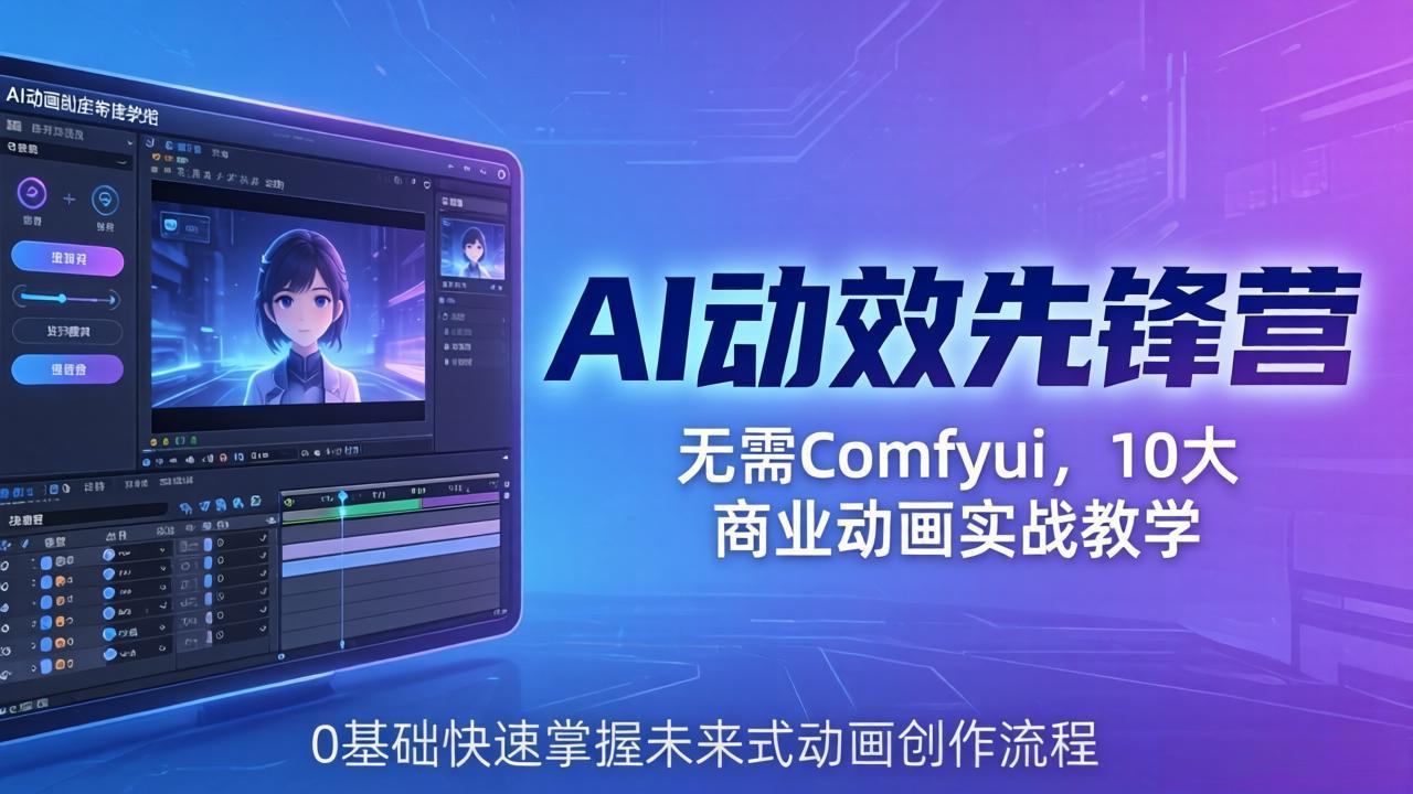 <span style='color:#a100e0'>AI 动效先锋营:无需Comfyui,10大商业动画实战教学,0基础快速掌握未来式动画创作流程</span>