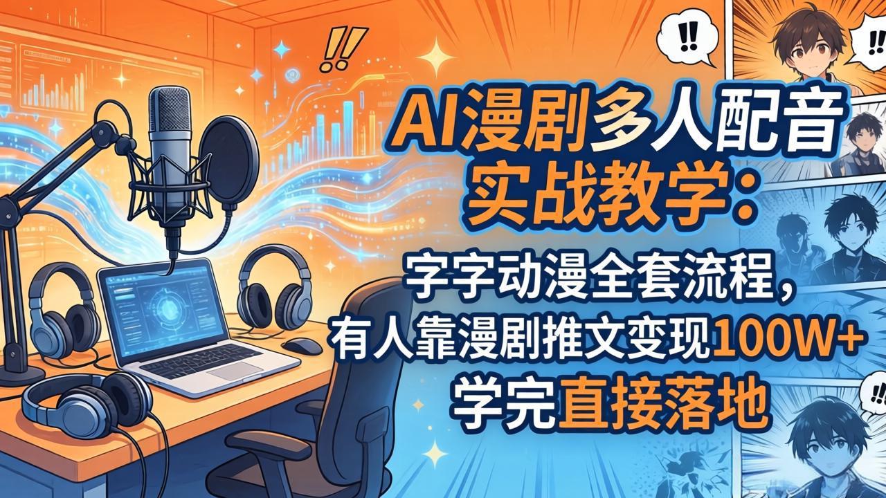 <span style='color:#a100e0'>AI漫剧多人配音实战教学:字字动漫全套流程,有人靠漫剧推文变现100W+,学完直接落地</span>