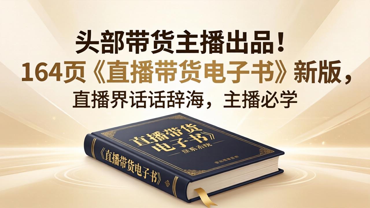 <span style='color:#bd7800'>头部带货主播出品!164页《直播带货电子书》新版,直播界话术辞海,主播必学</span>