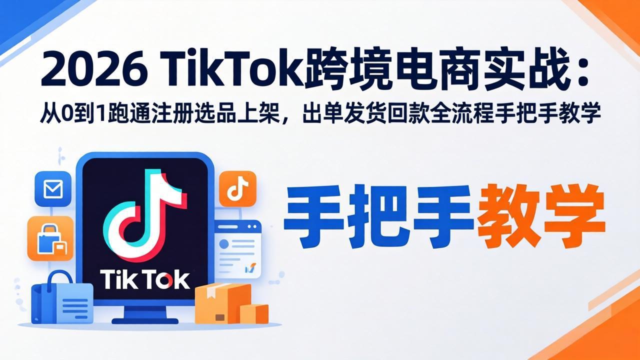 <span style='color:#078a00'>2026TikTok跨境电商实战-更新:从0到1跑通注册选品上架,出单发货回款全流程手把手教学</span>