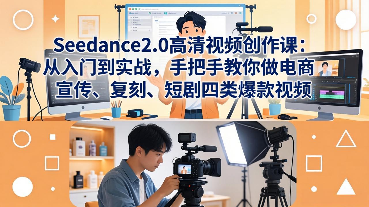 <span style='color:#a100e0'>Seedance2.0高清视频创作课:从入门到实战,手把手教你做电商、宣传、复刻、短剧四类爆款视频</span>