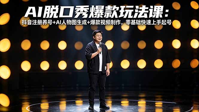 <span style='color:#a100e0'>AI脱口秀爆款玩法课:抖音注册养号+AI人物图生成+爆款视频制作,零基础快速上手起号</span>