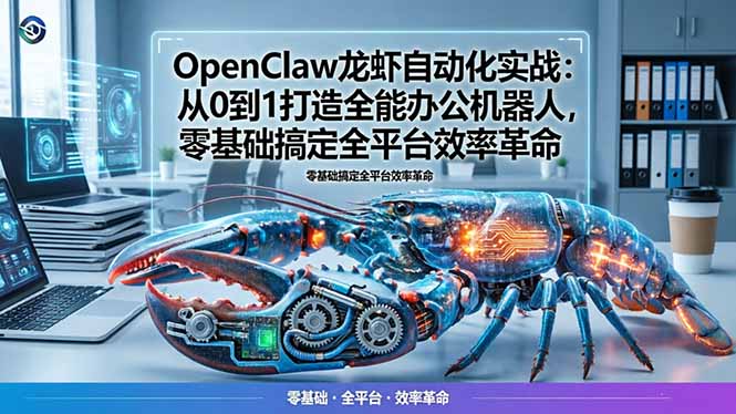 <span style='color:#001aff'>OpenClaw龙虾自动化实战:从0到1打造全能办公机器人,零基础搞定全平台效率革命</span>