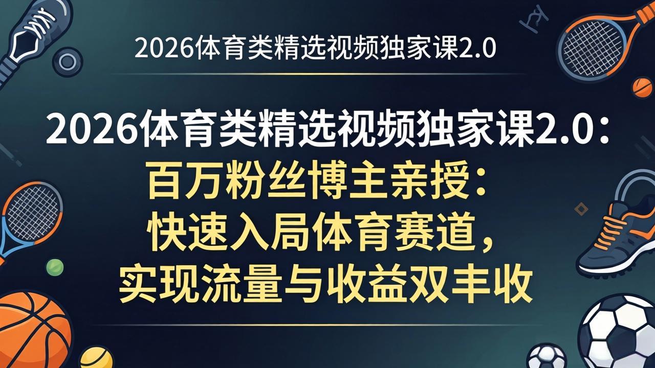 <span style='color:#a100e0'>2026体育类精选视频独家课2.0:百万粉丝博主亲授:快速入局体育赛道,实现流量与收益双丰收</span>