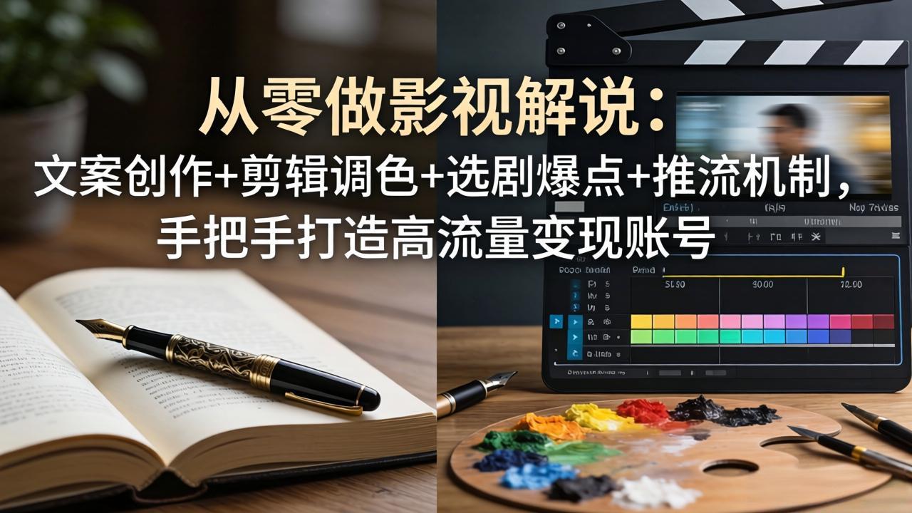 <span style='color:#078a00'>从零做影视解说:文案创作+剪辑调色+选剧爆点+推流机制,手把手打造高流量变现账号</span>