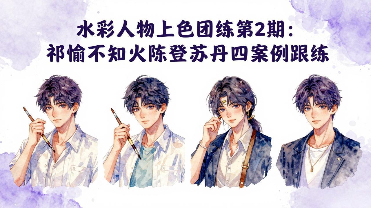 <span style='color:#001aff'>水彩人物上色团练第2期:祁煜不知火陈登苏丹四案例跟练,手把手提升绘画能力</span>