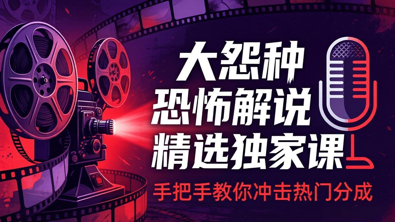 <span style='color:#a100e0'>大怨种恐怖解说精选独家课：电影下载+文案配音+片头封面，手把手教你冲击热门分成</span>