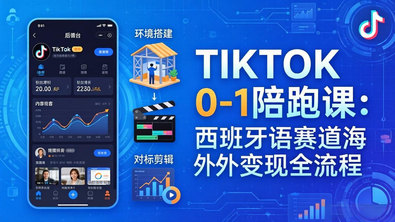 <span style='color:#078a00'>TIKTOK 0-1 陪跑课：从环境搭建到刷对标剪辑，西班牙语赛道海外变现全流程</span>