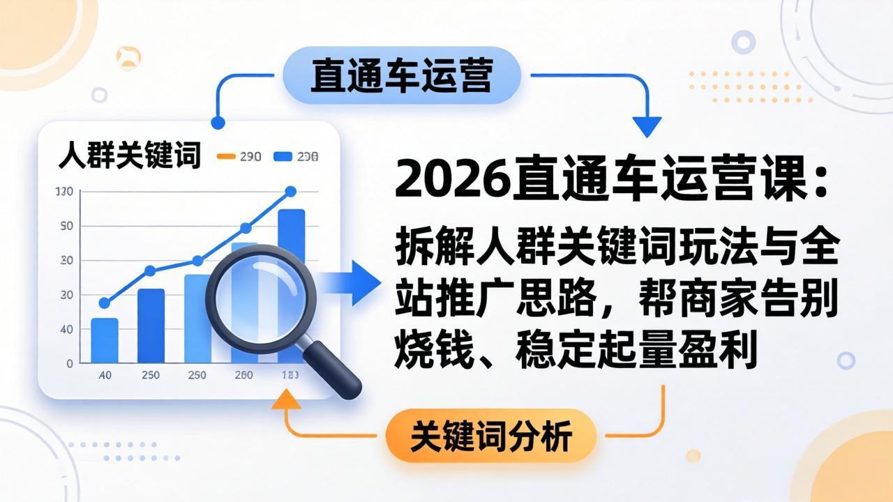 <span style='color:#ff0000'>2026直通车运营课：拆解人群关键词玩法与全站推广思路，帮商家告别烧钱、稳定起量盈利</span>