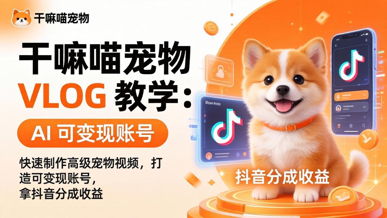 <span style='color:#a100e0'>干嘛喵宠物 VLOG 教学：AI 快速制作高级宠物视频，打造可变现账号，拿抖音分成收益</span>