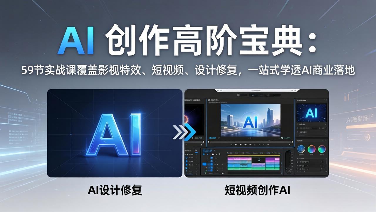 <span style='color:#a100e0'>AI 创作高阶宝典：59节实战课覆盖影视特效、短视频、设计修复，一站式学透AI商业落地</span>
