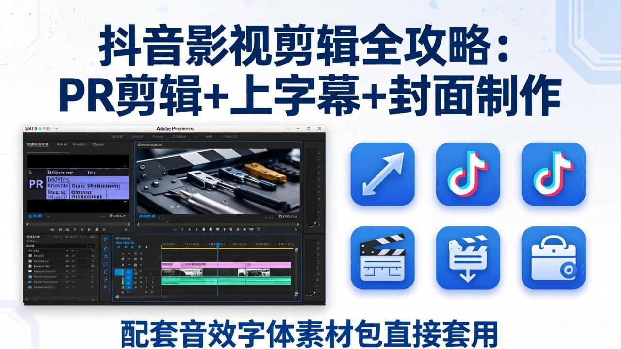 <span style='color:#078a00'>抖音影视剪辑全攻略：PR剪辑+上字幕+封面制作，配套音效字体素材包直接套用</span>