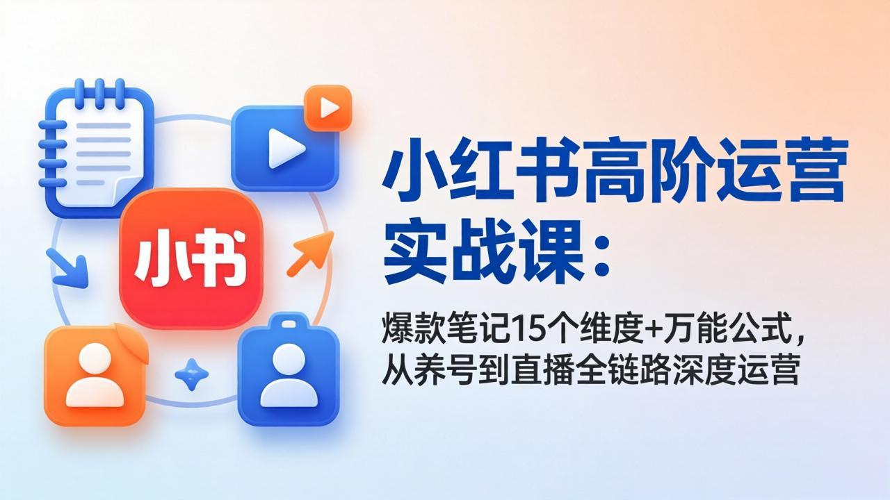 <span style='color:#ff0000'>小红书高阶运营实战课：爆款笔记15个维度+万能公式，从养号到直播全链路深度运营</span>