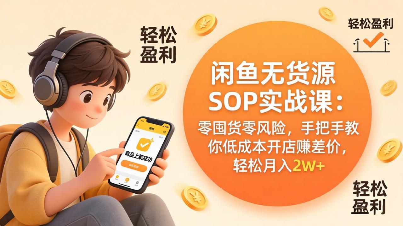<span style='color:#001aff'>闲鱼无货源SOP实战课：零囤货零风险，手把手教你低成本开店赚差价，轻松月入</span>
