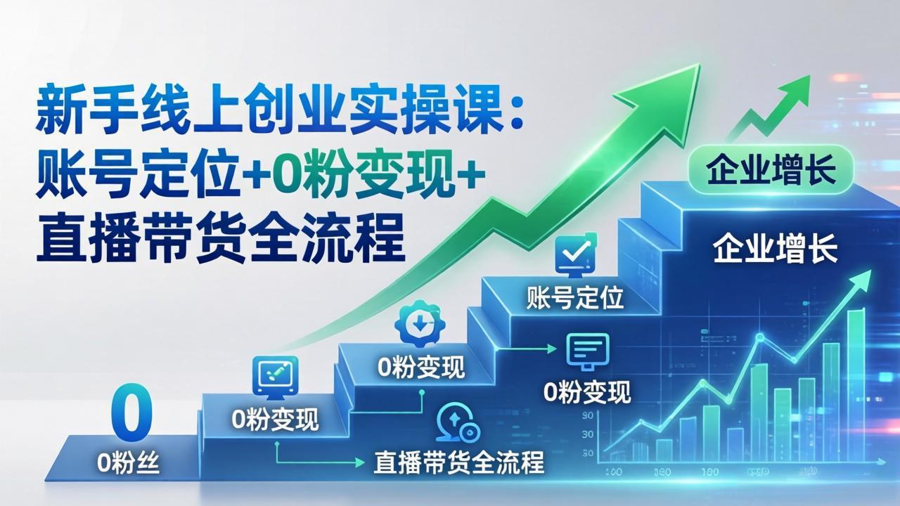 <span style='color:#ff0000'>新手线上创业实操课：账号定位+0粉变现+直播带货全流程，企业用户增长一步到位</span>