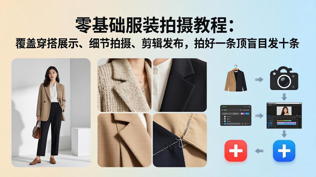<span style='color:#078a00'>零基础服装拍摄教程：覆盖穿搭展示、细节拍摄、剪辑发布，拍好一条顶盲目发十条</span>