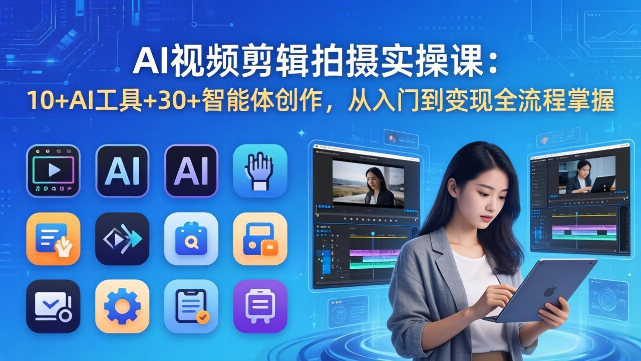 <span style='color:#ff0000'>AI 视频剪辑拍摄实操课：10+AI工具+30+智能体创作，从入门到变现全流程掌握</span>