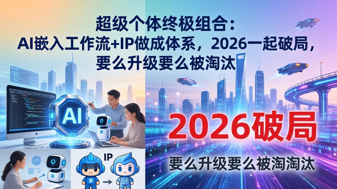 <span style='color:#ff0000'>超级个体终极组合-更新：AI嵌入工作流+IP做成体系，2026一起破局，要么升级要么被淘汰</span>