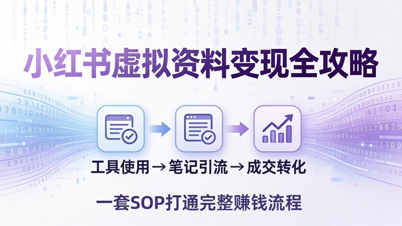 <span style='color:#078a00'>小红书虚拟资料变现全攻略：从工具使用到笔记引流成交，一套 SOP 打通完整赚钱流程</span>