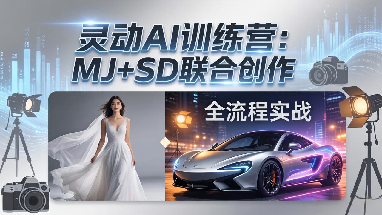 <span style='color:#bd7800'>灵动AI训练营-3.0课程：MJ+SD联合创作，从婚纱大片到汽车广告，摄影后期全流程实战</span>