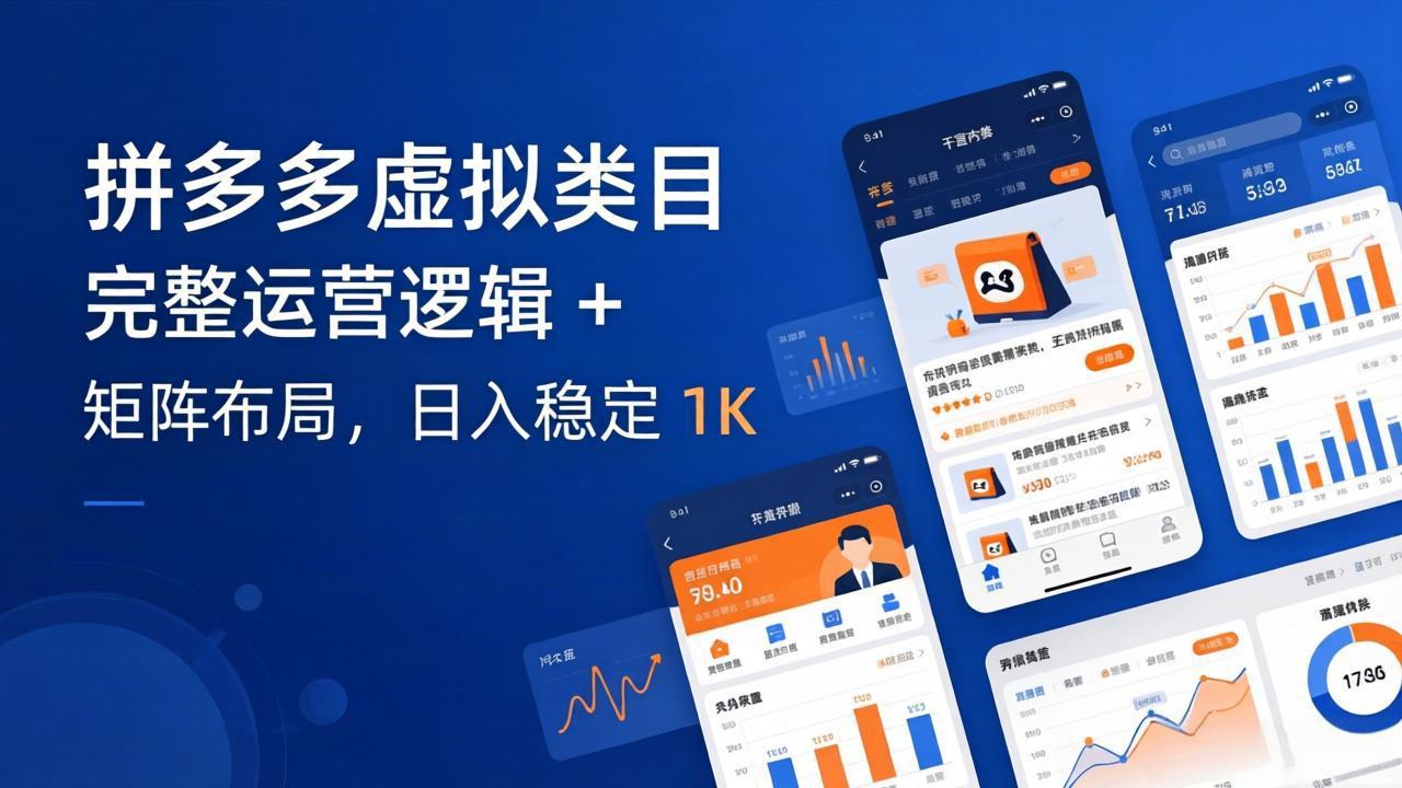 <span style='color:#001aff'>拼多多虚拟类目干货：完整运营逻辑 + 矩阵布局，日入稳定</span>