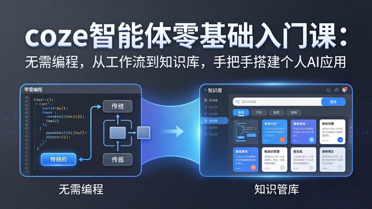 <span style='color:#bd7800'>coze智能体零基础入门课：无需编程，从工作流到知识库，手把手搭建个人AI应用</span>