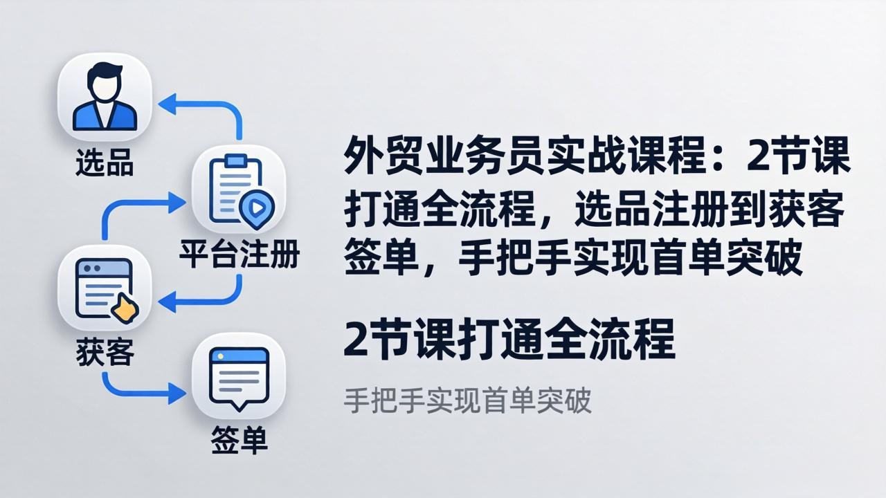 <span style='color:#078a00'>外贸业务员实战课程：2节课打通全流程，选品注册到获客签单，手把手实现首单突破</span>
