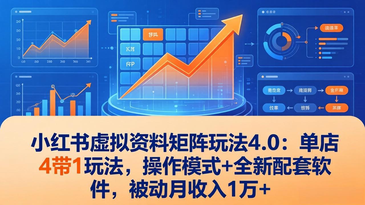 <span style='color:#a100e0'>小红书虚拟资料矩阵玩法4.0：单店4带1玩法，操作模式+全新配套软件，被动月收入1万</span>