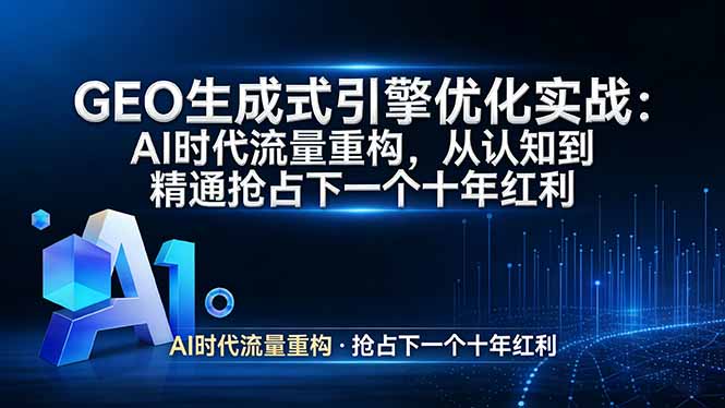 <span style='color:#ff0000'>GEO 生成式引擎优化实战：AI时代流量重构，从认知到精通抢占下一个十年红利</span>
