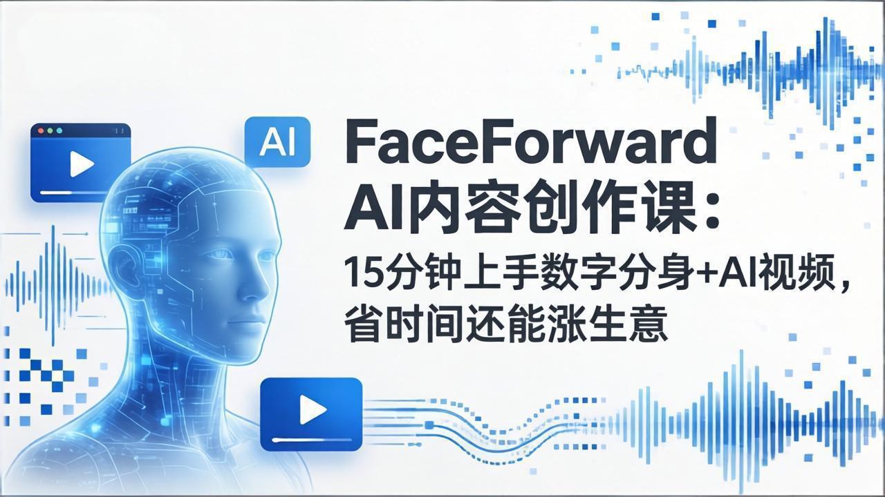 <span style='color:#078a00'>FaceForward AI内容创作课：15分钟上手数字分身+AI视频，省时间还能涨生意</span>