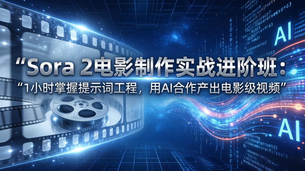 <span style='color:#a100e0'>Sora 2电影制作实战进阶班：1小时掌握提示词工程，用AI合作产出电影级视频</span>
