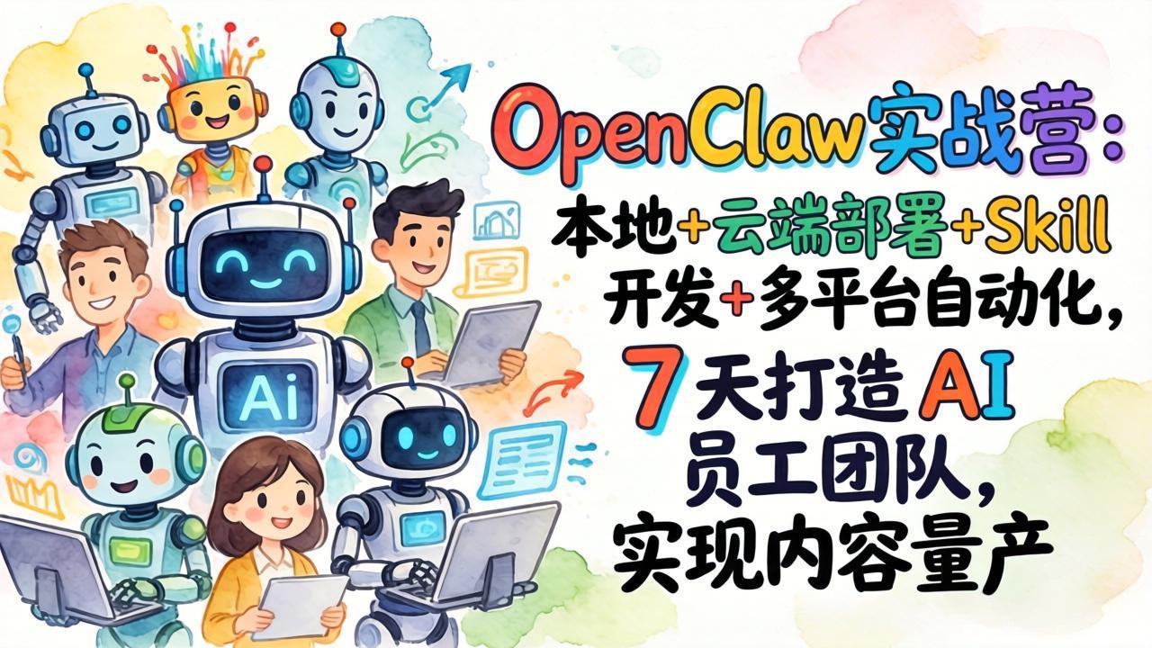 <span style='color:#078a00'>OpenClaw实战营-更新：本地+云端部署+Skill开发+多平台自动化，7天打造AI员工团队+实现内容量产</span>