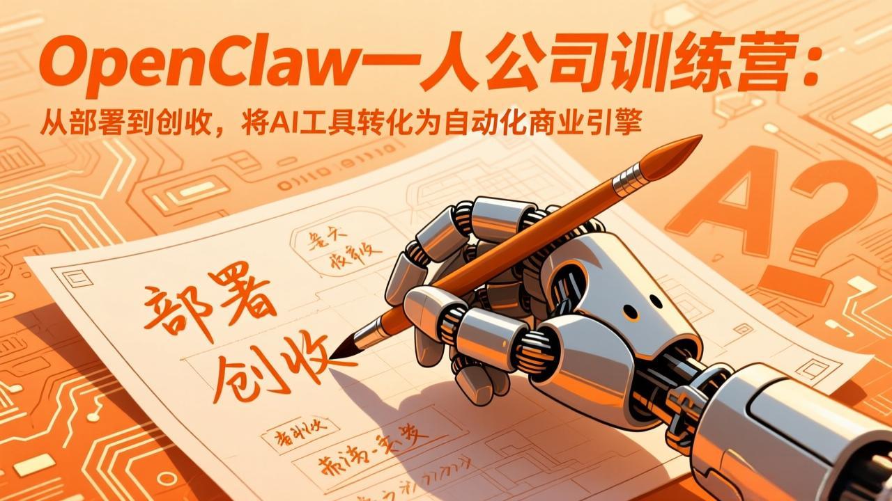 <span style='color:#ff0000'>OpenClaw小龙虾一人公司训练营-更新：从部署到创收，将AI工具转化为自动化商业引擎</span>