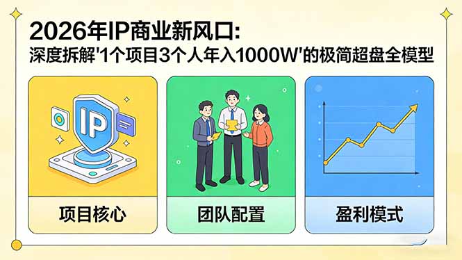 <span style='color:#a100e0'>2026年IP商业新风口：深度拆解“1个项目3个人年入1000W”的极简超盘全模型</span>