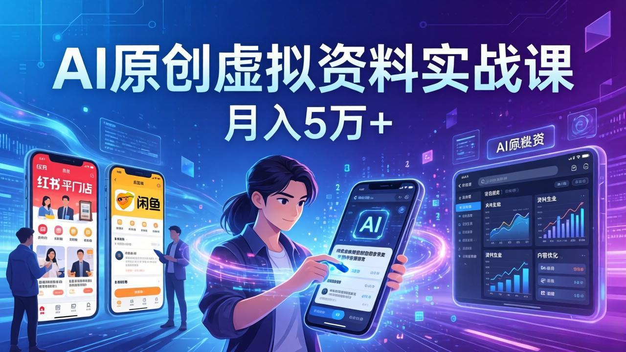 <span style='color:#001aff'>AI原创虚拟资料实战课：2026新机会，小红书闲鱼开店，普通人用AI轻松变现，月入5万</span>