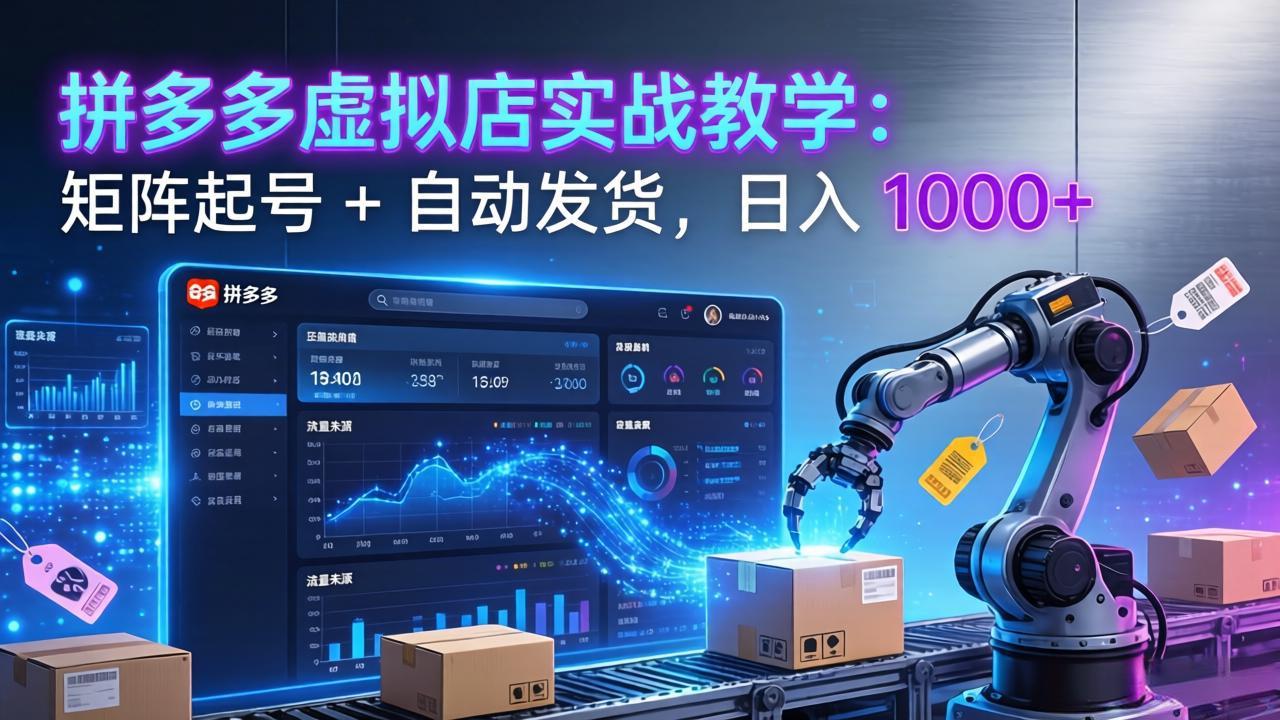 <span style='color:#a100e0'>拼多多虚拟店实战教学:矩阵起号 + 自动发货,日入</span>