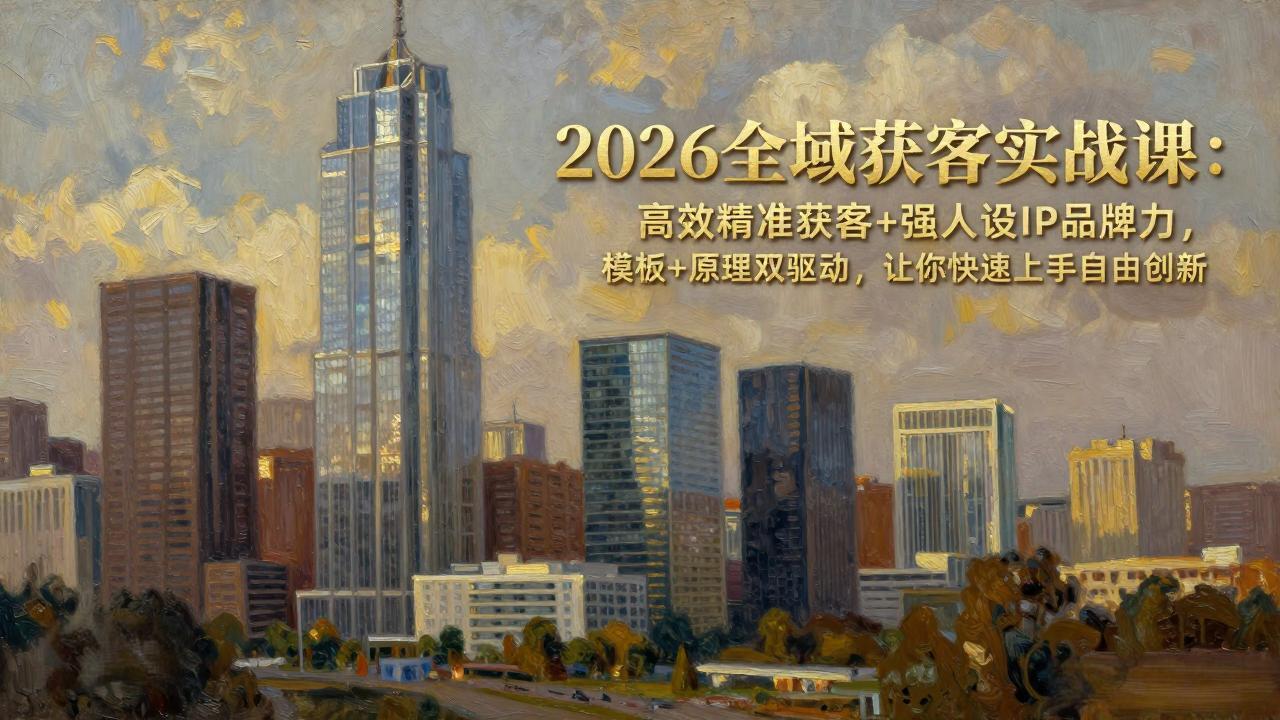 <span style='color:#078a00'>2026全域获客实战课：高效精准获客+强人设IP品牌力，模板+原理双驱动，让你快速上手自由创新</span>