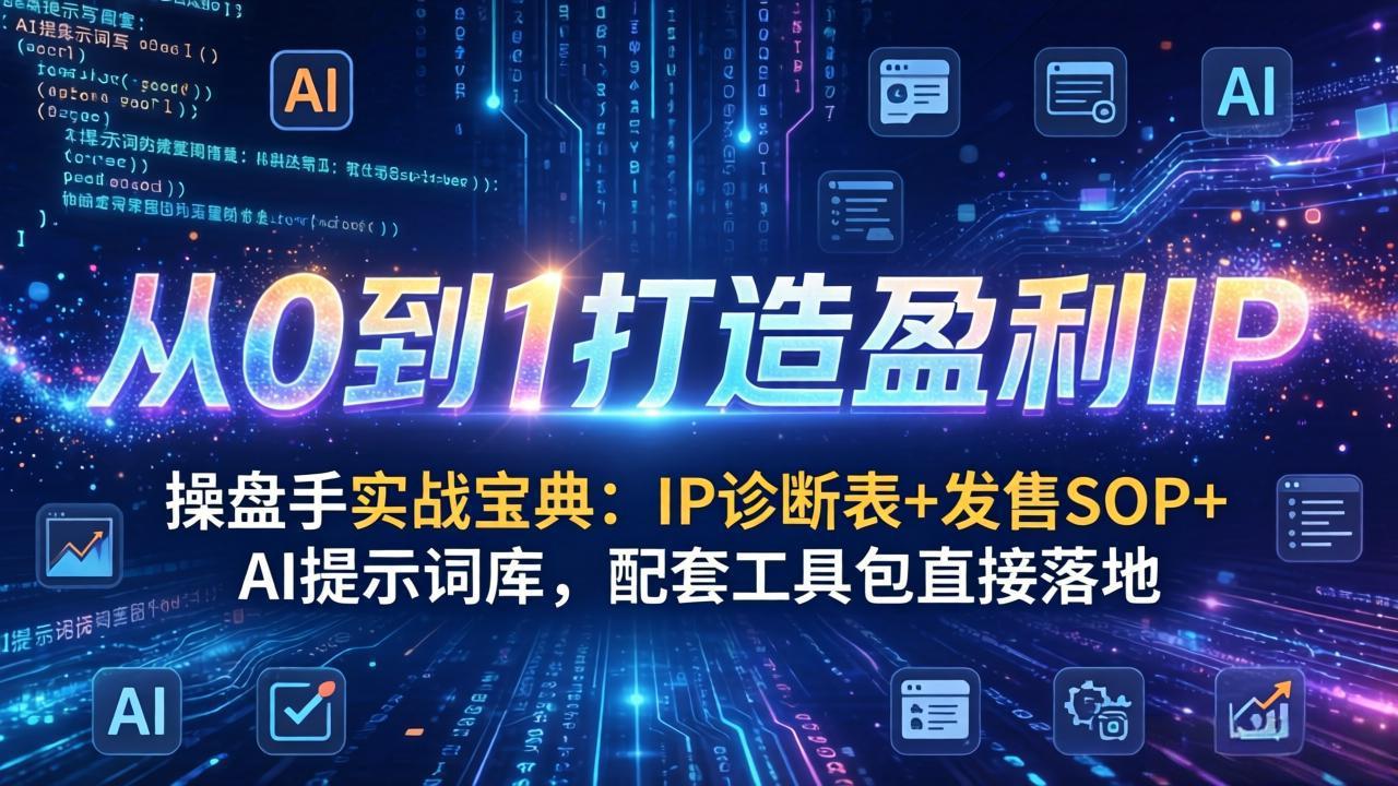 <span style='color:#a100e0'>操盘手实战宝典:IP诊断表+发售SOP+AI提示词库,配套工具包直接落地,从0到1打造盈利</span>
