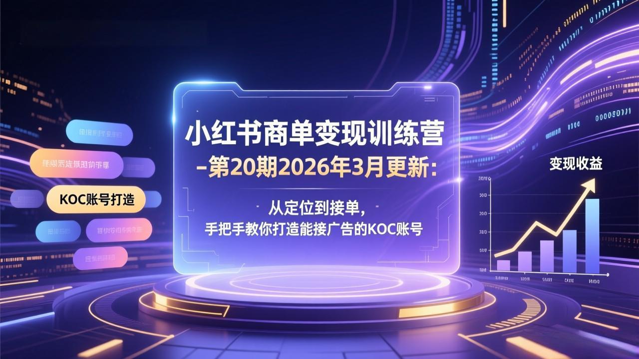 <span style='color:#001aff'>小红书商单变现训练营-第20期26年3月更新:从定位到接单,手把手教你打造能接广告的KOC账号</span>