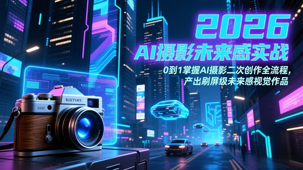 <span style='color:#ff0000'>2026 AI摄影未来感实战:0到1掌握AI摄影二次创作全流程,产出刷屏级未来感视觉作品</span>