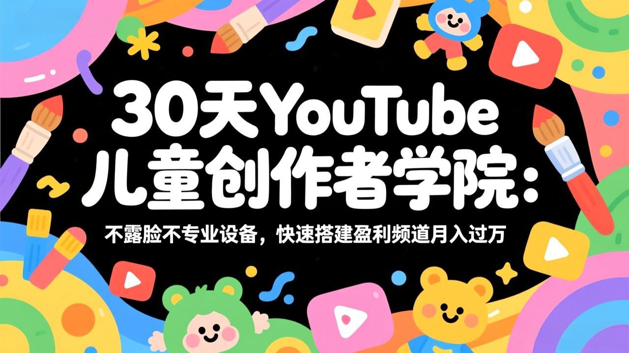 <span style='color:#001aff'>30天YouTube儿童创作者学院:不露脸不专业设备,快速搭建盈利频道月入过万</span>