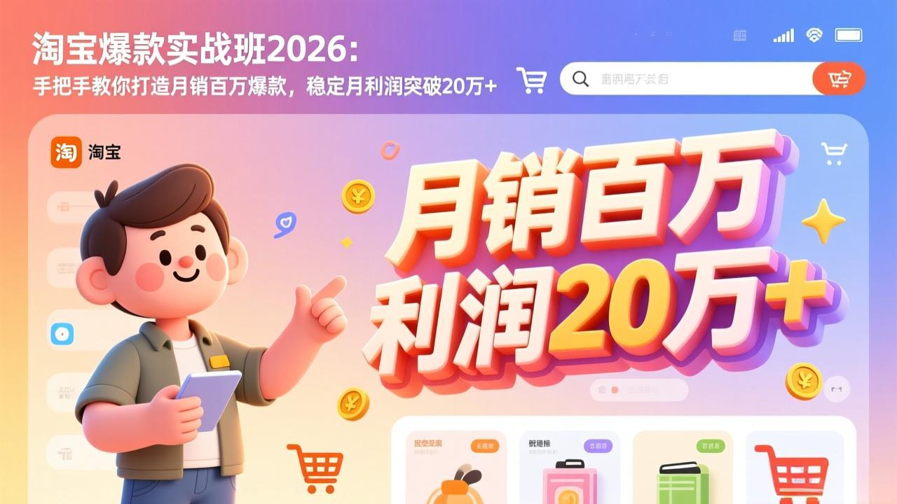 <span style='color:#bd7800'>淘宝爆款实战班-2026年3月更新:手把手教你打造月销百万爆款,稳定月利润突破20万</span>