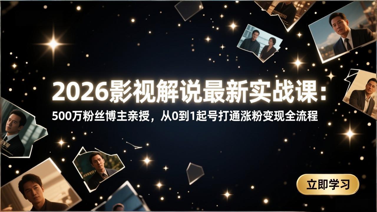 <span style='color:#001aff'>2026影视解说最新实战课:500万粉丝博主亲授,从0到1起号打通涨粉变现全流程</span>
