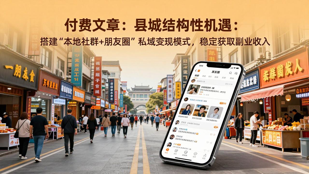 <span style='color:#078a00'>付费文章:县城结构性机遇:搭建“本地社群+朋友圈”私域变现模式,稳定获取副业收入</span>