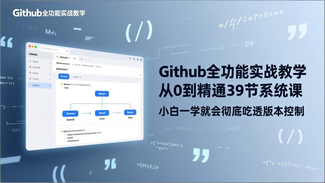 <span style='color:#078a00'>GitHub-全功能实战教学,从0到精通39节系统课,小白一学就会彻底吃透版本控制</span>